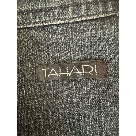 Tahari Jean Jacket S/P Embellished Sparkle Snap Close Medium Wash - Picture 11 of 16